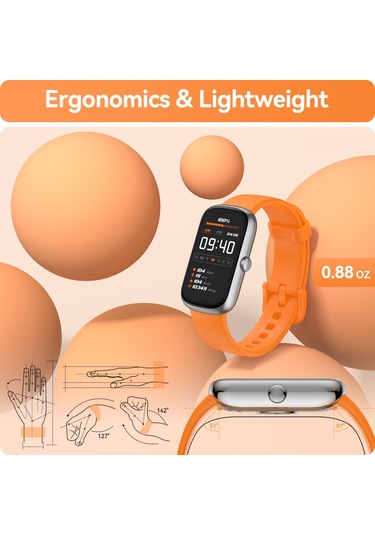Geeroyoo JZR-GY Nabız Uyku Takibi Ip68 Adım Kalori Sayacı Spor Aktivite Takipçili Turuncu Akıllı Saat (İthalatçı Garantili)