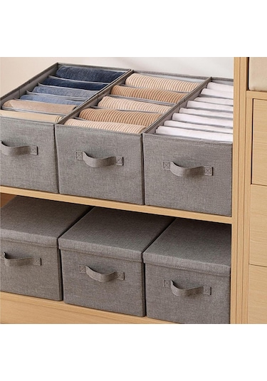 Suntek Giysi Yorgan Saklama Kutusu L Gri 6 Izgara Gri