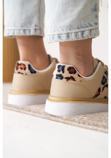 Garantili D0516 Günlük Ortopedik Kadın Sneaker Spor Ayakkabı Bej