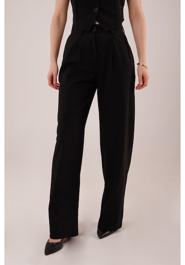 Sensuelle Premium Model Oturtmalı Siyah Pantolon Siyah