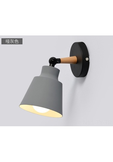 Teltree Nordik Tarzı Ahşap Duvar Lambası - Yatak Odası Ve Çocuk Odası İçin Şık Aydınlatma Gri