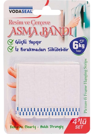 Vodaseal Resim Ve Çerçeve Asma Bandı 6 Kg. - Şeffaf - 4 Adetli Set