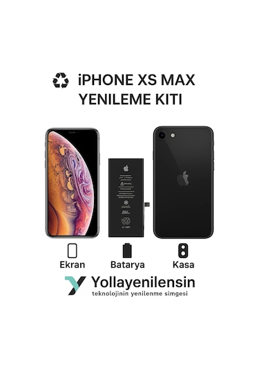 Apple Uyumlu iPhone Xs Max Kiti Ekran + Batarya + Arka Kasa e Eş Değer Kalite Parçalar