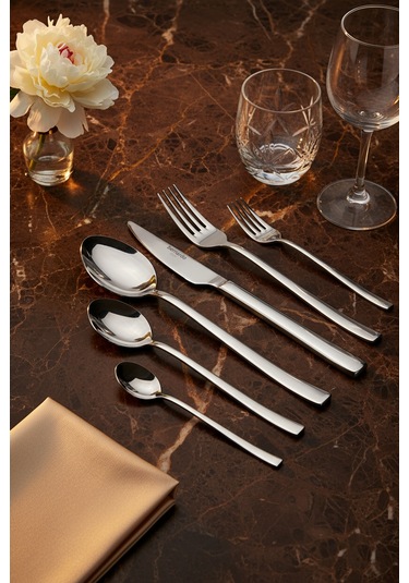 Bernardo Alya 36 Parça 6 Kişilik Çatal Kaşık Bıçak Takımı GÜmüş