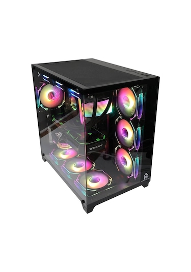 Game Master F7 Lite 7 Fanlı Argb Kumandalı Kontrolcülü Gaming Pc Kasa Akvaryum Kasa