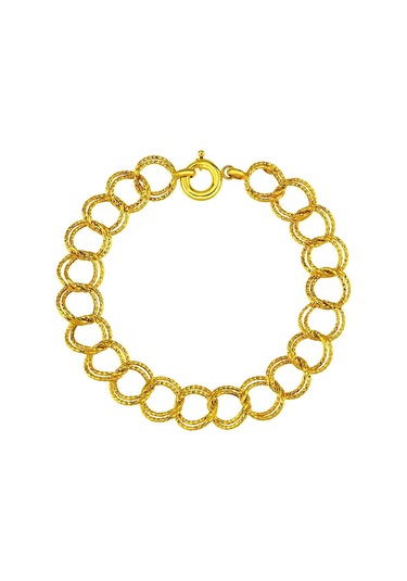 14 Ayar Altın Samanyolu Bileklik Koyu Sarı Sarı Altın