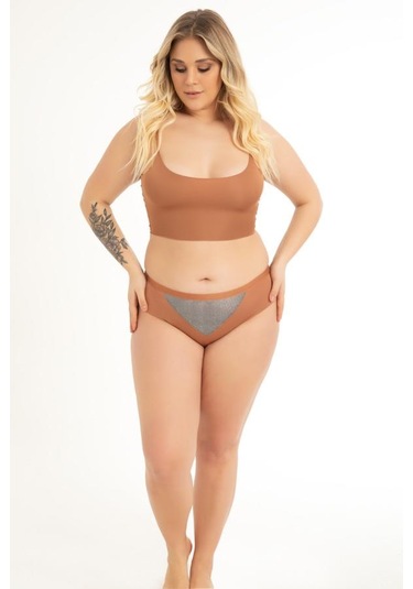 File Detaylı Beli Lastikli Lazer Kesim Büyük Beden Kadın Tanga Külot 3'lü Paket Renkli-2 Çok Renkli