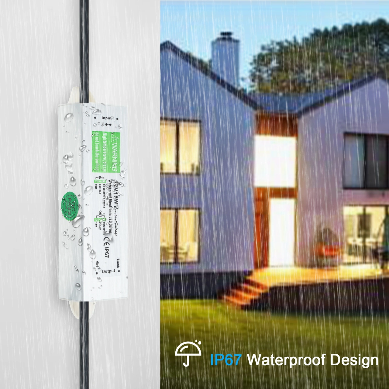 Dianziye Ip67 Su Geçirmez Dış Mekan Transformatörü - Led Işık/sinyal Tabelası İçin 12v 20w, Kısa Devre/aşırı Yük/koruma, Ac90-250v Girişi Gümüş