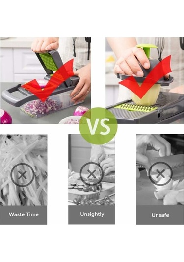 Çok İşlevli Sebze Kesici, Meyve Ve Sebzeleri Keser - 11 Bıçaklı 14 Parçalı Sebze Kesici Seti Kare Diğer