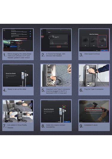 Reedark Vr Kablo 5gbps Yüksek Hızlı Veri Aktarımı, Vr Sanal Gerçeklik Başlığı Ve Pc Oyun Bağlantısı İçin Uyumlu