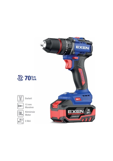 Exen EN 274 DS 21V 4AH 70 NM Kömürsüz Darbeli Şarjlı Matkap