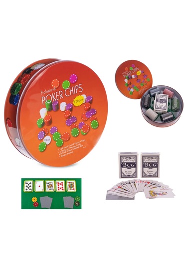 Rakamlı Poker Çipi Oyun Seti Metal Kutulu 120 Poker Fişi