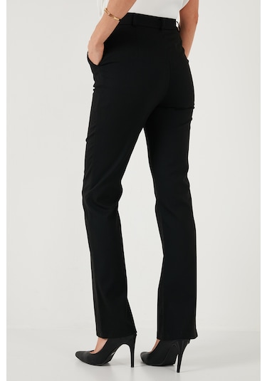 Lela Yüksek Bel Regular Fit Bol Paça Bayan Pantolon 611Pl030W4 Siyah