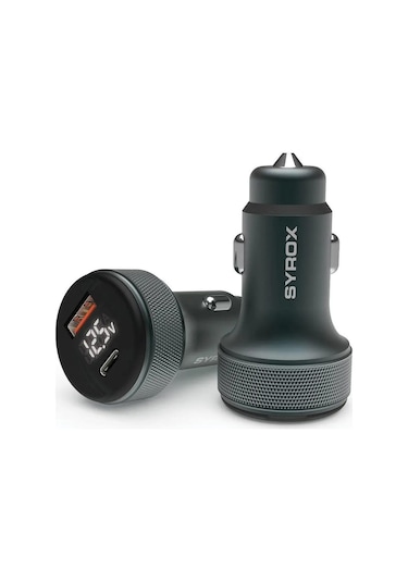 Syrox SC30B Led Ekran Matal 30w Pd Oto Başlık Şarj Cihazı