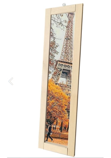 Ahşap Dekoratif Doğal Duvar Dekor Ayna 95x23 Ahşap