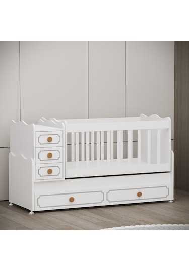 Garaj Home Yaren Yavrulu 4 Kapaklı Bebek Odası Takımı Beyaz