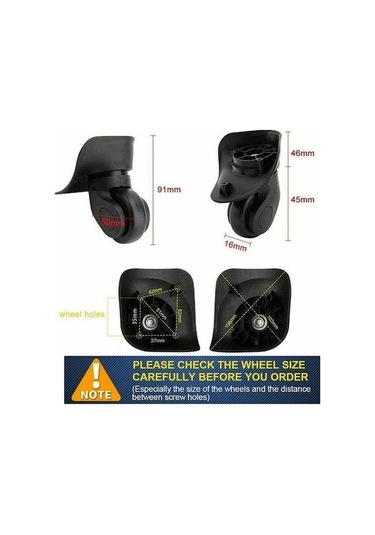 Fastbuy 2 Adet Siyah Sessiz Seyahat Çantası Tekerlek Aksesuarı, Pp+pet Malzeme, 300 Gr Ağırlık -