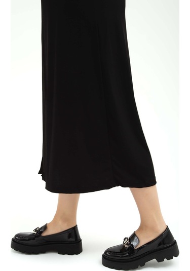 Tamer Tanca Kadın Vegan Siyah Rugan Loafer Ayakkabı 817 0890 Bn Ayk Sk22/23 Sıyah Krsk Rgn Siyah