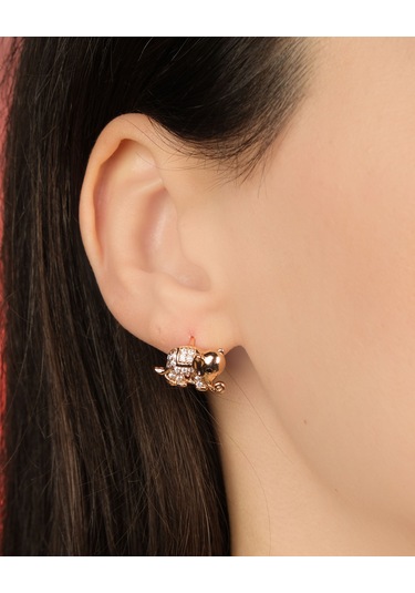 Kadın Kararmaz Çelik Lüks Takı Zirkon Taşlı Fil Küpe