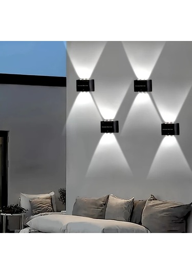 Gateesat 6 Led Güneş Enerjili Dış Mekan Duvar Lambası 4'lü Paket Akıllı Sensör Bahçe Aydınlatma Beyaz Işık