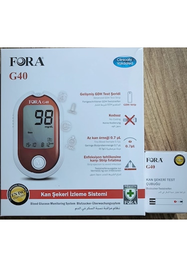 Fora G40 Şeker Ölçüm Cihazı + Şeker Test Çubuğu 50 A...