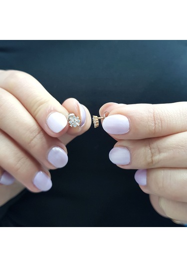 Lova Baget ve Yuvarlak Pırlanta Taşlı Larsa Küpe -  3040039