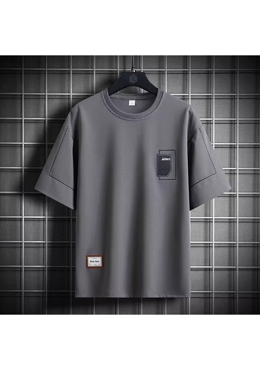 Erkek Kısa Kollu Tişört, 8866 Gri Diğer