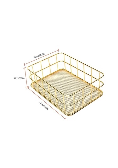 Altın 17 12cm S/l Boyutu Depolama Sepeti Altın Demir Depolama Sepeti Çok Fonksiyonlu Tel Örgü Masaüstü Depolama Organizatör Ev Hasır Malzemeleri İçin Altın