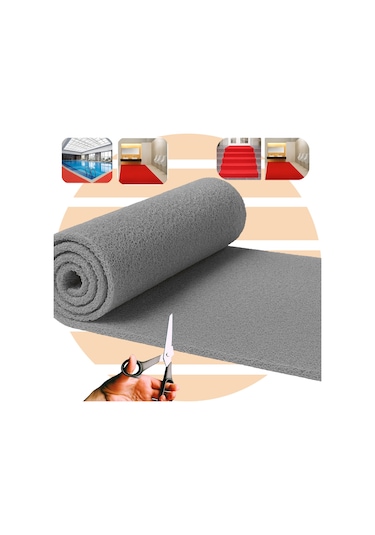 Beylin Kıvırcık Pvc Paspas Dış Zemin Halı Yolluk Gri 100x900 Gri