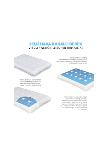 Viscofoam Terletmeyen Hava Kanallı Ortopedik Bebek Yastığı Jelli Hava Kanallı Visco Bebek Yastığı