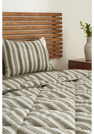 Karacahome Sarah Anderson Barlet Çift Kişilik Comfort Set Çizgili Yeşil