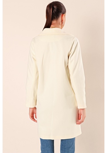 Bigdart 9085 Kaşe Kadın Kaban Krem 001