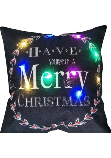 Qingmipy Elk Desenli Led Işıklı Flax Yastık Kılıfı Noel Dekorasyonu - 10 Ledli, 45x45cm, 5 Renk Seçeneği Pil Dahil Değil Diğer