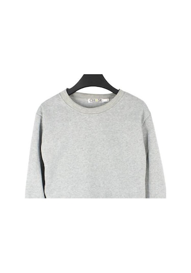 Dolıty Erkek Kazak Düz Polar Sweat Top Bisiklet Yaka Jumper Gri Gri