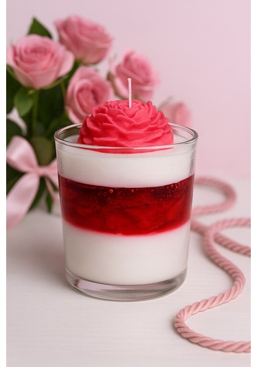 Gül Kokulu Mum Bardakta Gül