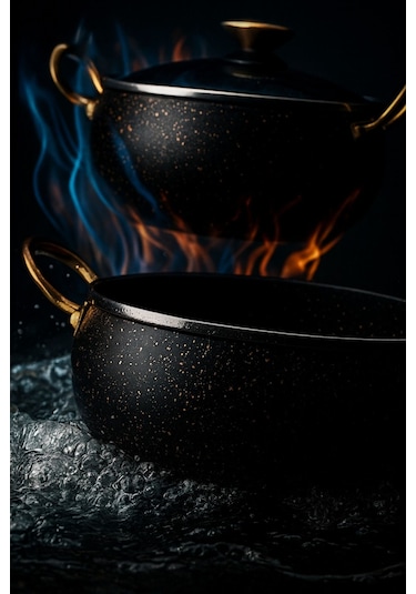 7 Parça Granada Granit Tencere Ve Tava Seti 20 Cm 2.5l, 24 Cm 4.5l, 26 Cm Basık 3l, 26 Cm Tava Gri