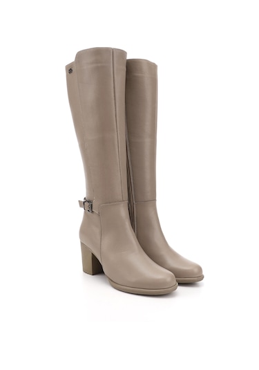 Gönderi R Kadın Bej Fermuarlı Kalın Topuklu Hakiki Deri Çizme Gkzc13446501 Bej