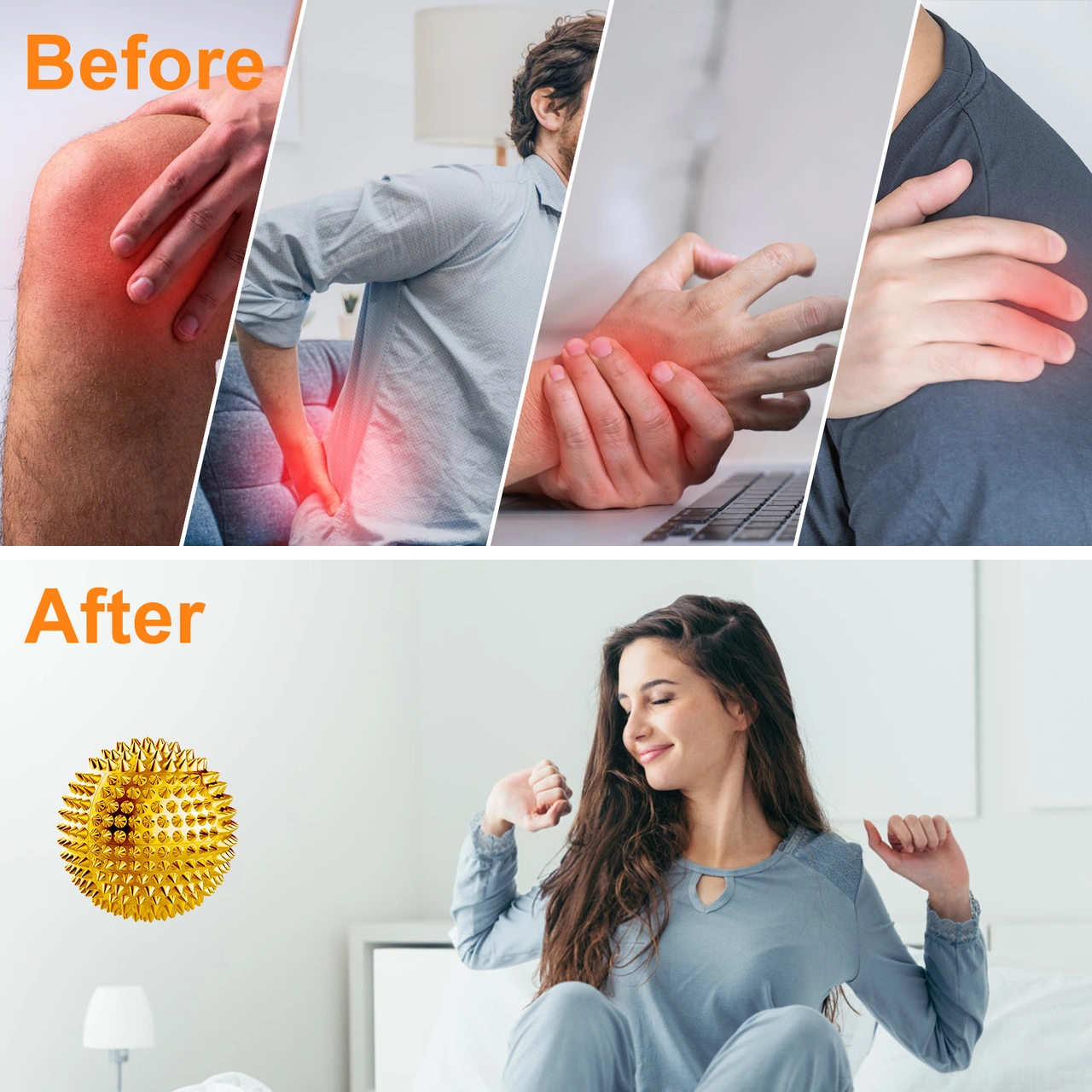 Xindoker 3.2cm Altın Renkli Manyetik Masaj Topları 2 Adet - El, Ayak Tabanı Ve Kas Geliştirme İçin Özel Tasarlanmış Dürtücü Toplar Altın