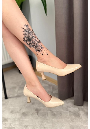 Preshley Kadın Sity Bej Rugan 6 Cm İnce Topuklu Stiletto Krem