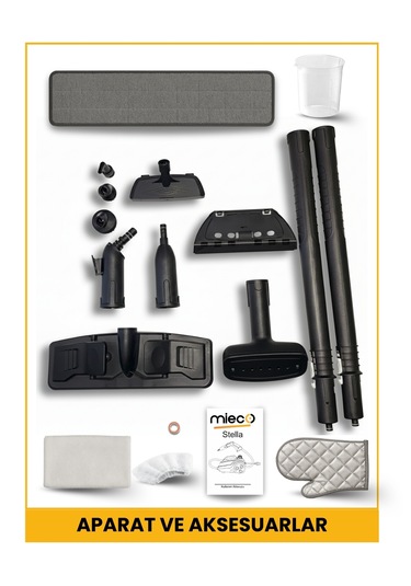 Mieco Stella 5 Bar 2000 W Çok Fonksiyonlu Buharlı Temizleyici + Ütü Başlığı + Eldiven