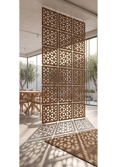 Lazer Kesim Paravan, Ahşap Separatör, Oda 4'lü Panel Levha Model04 40 X 40 Cm