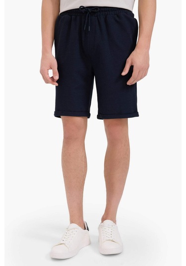 DeFacto Regular Fit Dokulu Basic Düz Bermuda Şort E2606AX25SMNV253