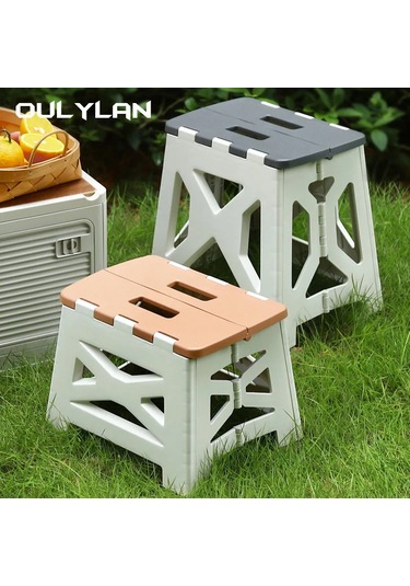 Oulylan Taşınabilir Plastik Katlanır Tabure Açık Kamp Taburesi Sandalye Koltuk S Khaki Korea Haki