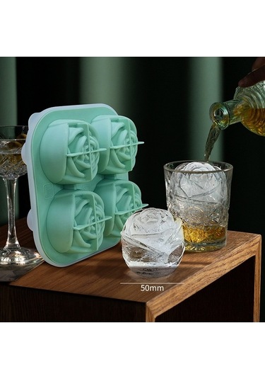 Besthome1 4'lü Siyah Gül Şekilli Silikon Buz Kalıbı - Evde Whisky İçin Buz Taşları Hazırlama, Dayanıklı Malzeme Farklı Renkler Çok Renkli