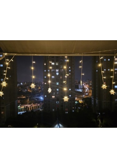 Yıldız 4m 96 Led 19 Saçak 40-50-60cm Gün Işığı Yıldız Boyutu:7cm Tdrtr Çok Renkli