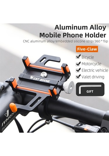 West Bıkıng Yp0715066 Bisiklet Gidon Montaj Telefon Tutucu Alüminyum Alaşımlı Bisiklet Cep Telefonu Braketi - Siyah / Yeşil