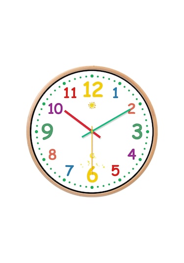30 Cm Çocuk Öğrenme Saati, Tik Tak Etmeyen Sessiz Duvar Saati, Pille Çalışan Dekoratif Saat, Kolay Okunabilen Renkli Duvar Saatleri Diğer