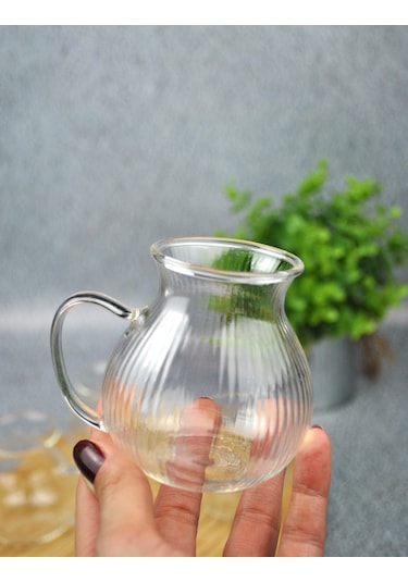 6'lı Keyfi Ala Çay Bardağı Kulplu Çay Takımı Tombul Bardak