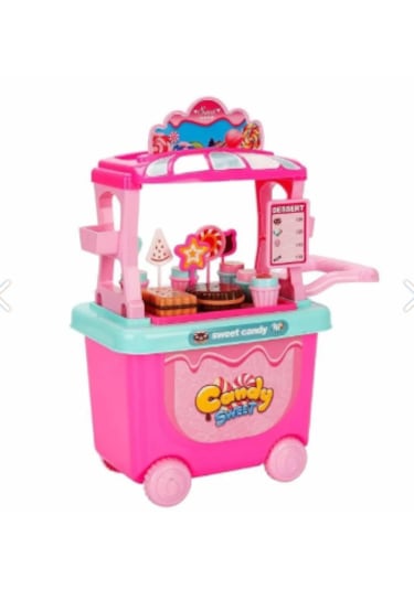 Tekerlekli Şeker Arabalı Dükkan Oyun Seti Sweet Candy Shop Şekerl