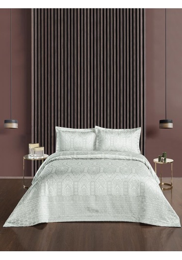 Jakarlı Grena Yatak Örtüsü Seti Yeşil